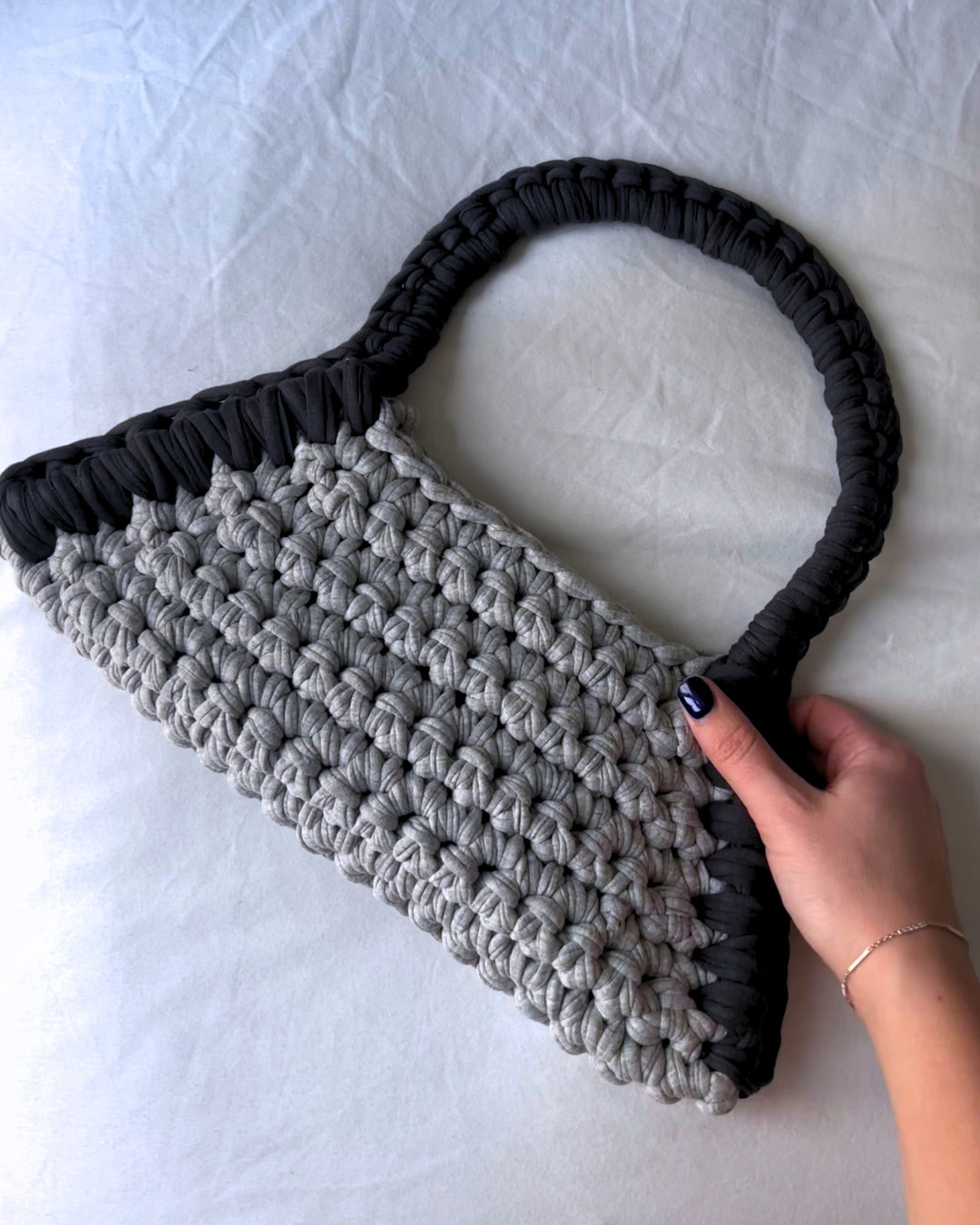 Black and grey Gigi Crochet Bag 